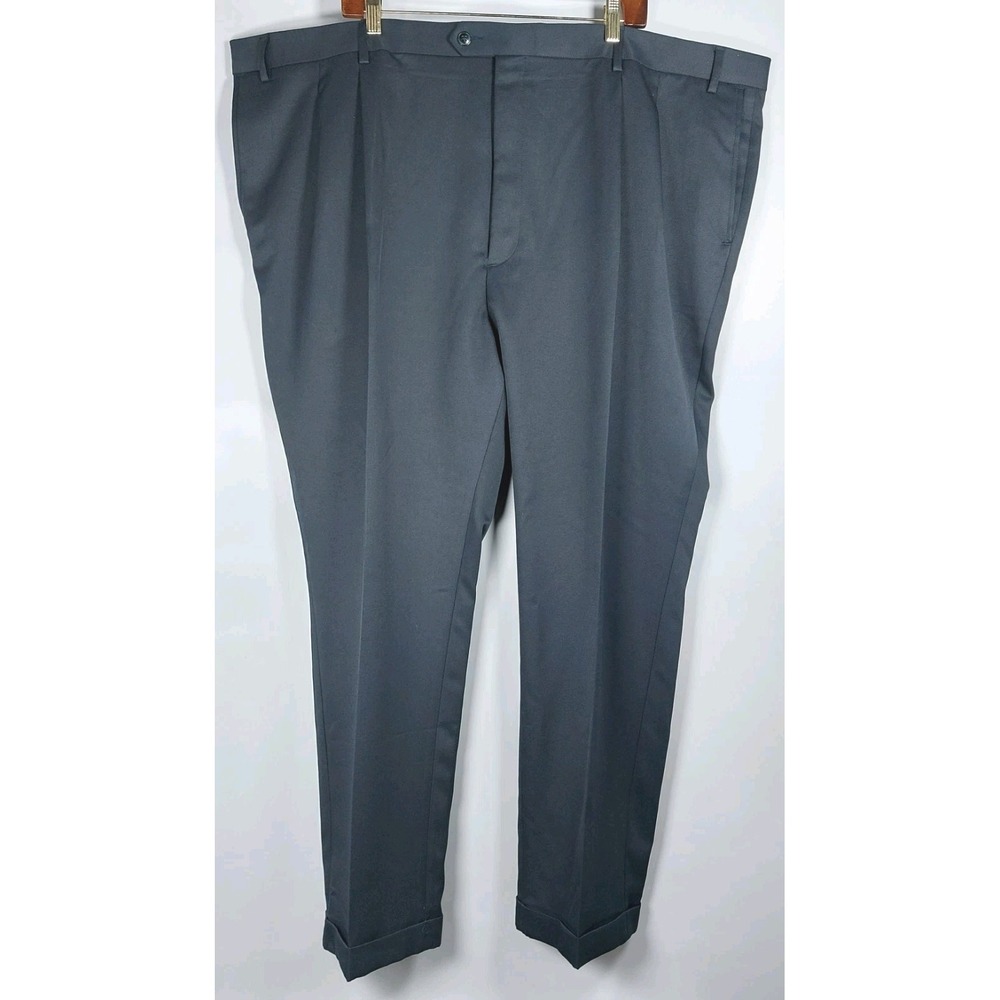 Roundtree & Yorke Travel Smart Pants Classic Fit 50"x30" Black Easy Care Stretch